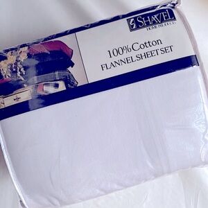 SHAVEL WHITE COTTON FLANNEL QUEEN SHEETS SET COZY WINTER LODGE CABIN COASTAL